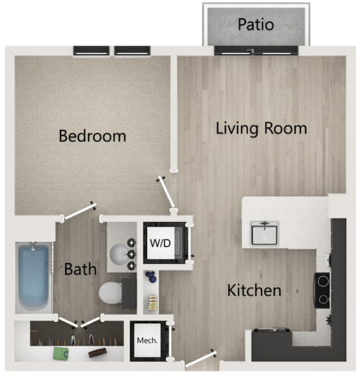 a floor plan of a two bedroom apartment at The  Conley