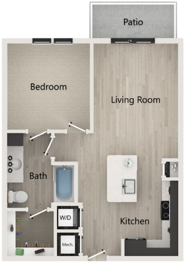 a floor plan of a one bedroom apartment at The  Conley