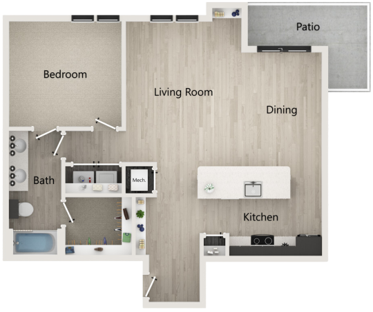 a floor plan of a two bedroom apartment at The  Conley