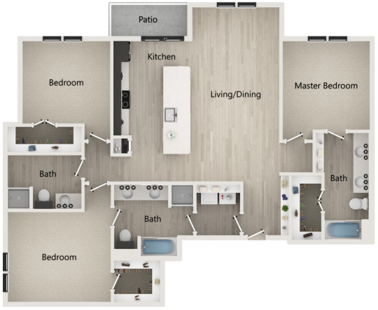 the floor plan for a two bedroom apartment at The  Conley